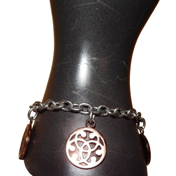 BoHo Vintage Stainless Steel Bronze Celtic Knot Charm Bracelet - Picture 1 of 8